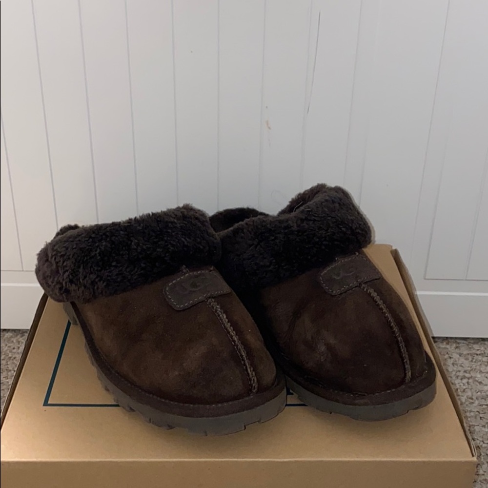 Chocolate Ugg Coquette Slippers, Size: 9